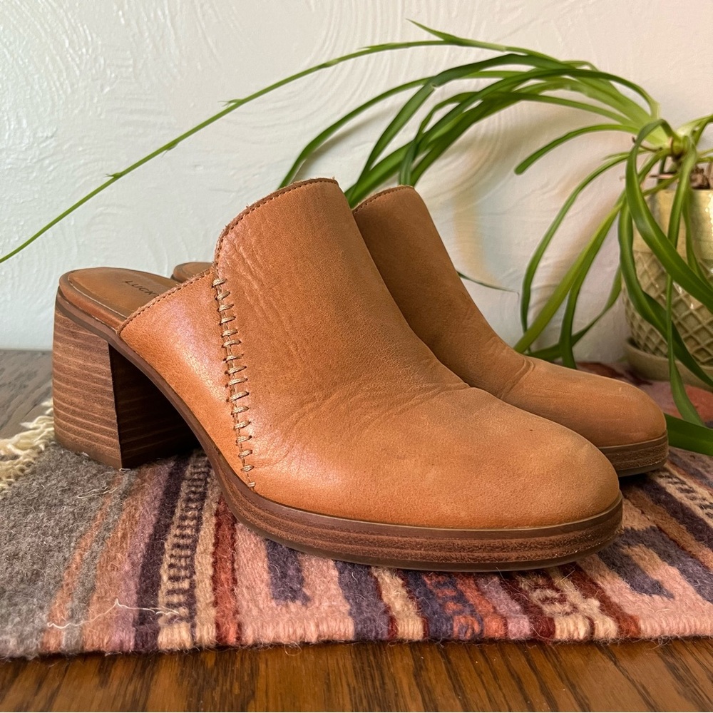 Lucky Brand Tan Leather Mules